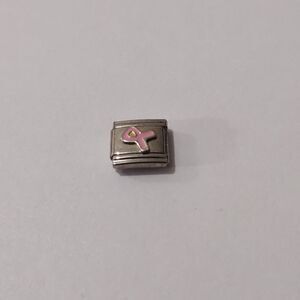 Pink Ribbon Italian Link Stainless Steel Charm for‎ Nomination Style Bracelet